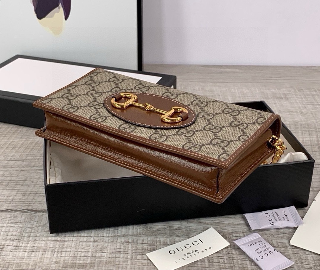 Gucci Horsebit 1955 Series Chain Wallet Brown